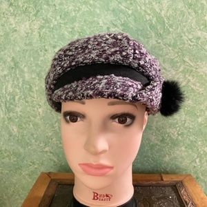 2 MODA burgundy tweed newsboy hat NWT